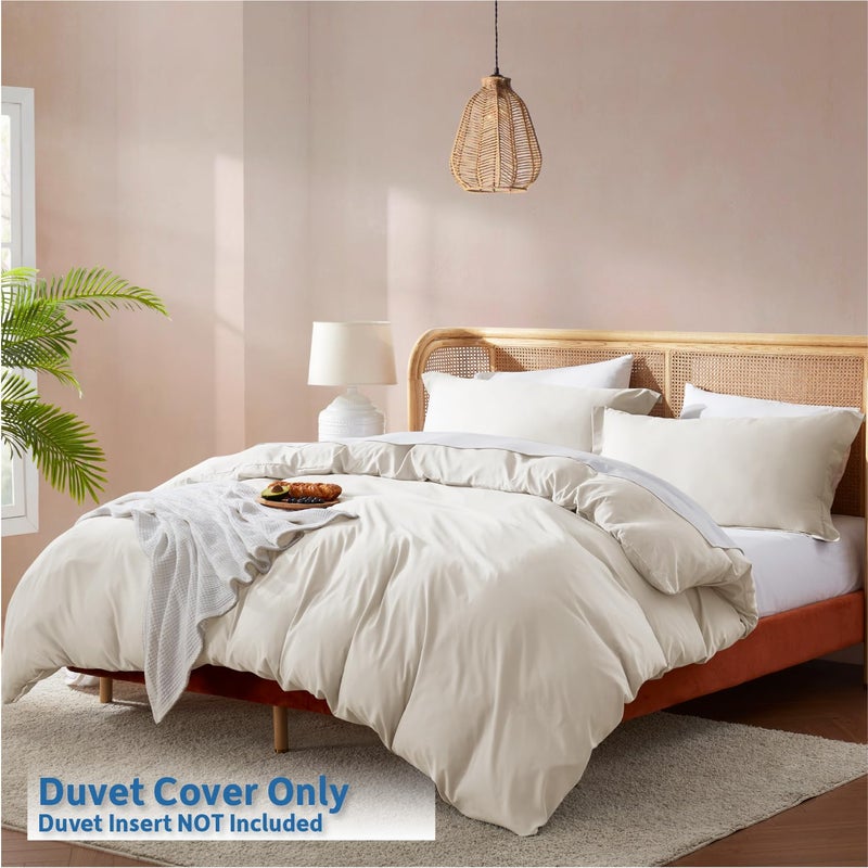 Nestl Off White Duvet Cover Full Size - Soft Double Brushed Full Size Duvet Cover Set, 3 Piece, with Button Closure, 1 Duvet Cover 80x90 inches and 2 Pillow Shams - Image 2